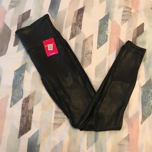 Black faux leather leggings